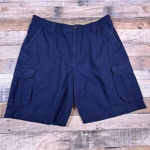 Outdoor Life Mens Cargo Shorts Navy Blue Size Large Ripstop Cotton Elastic Waist